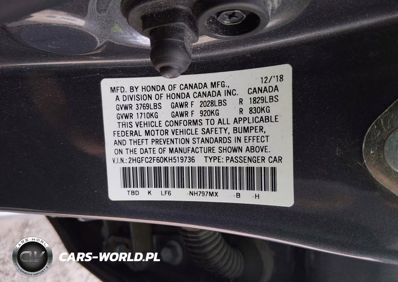 2019 Honda Civic Lx VIN:2HGFC2F60KH519736 - 9