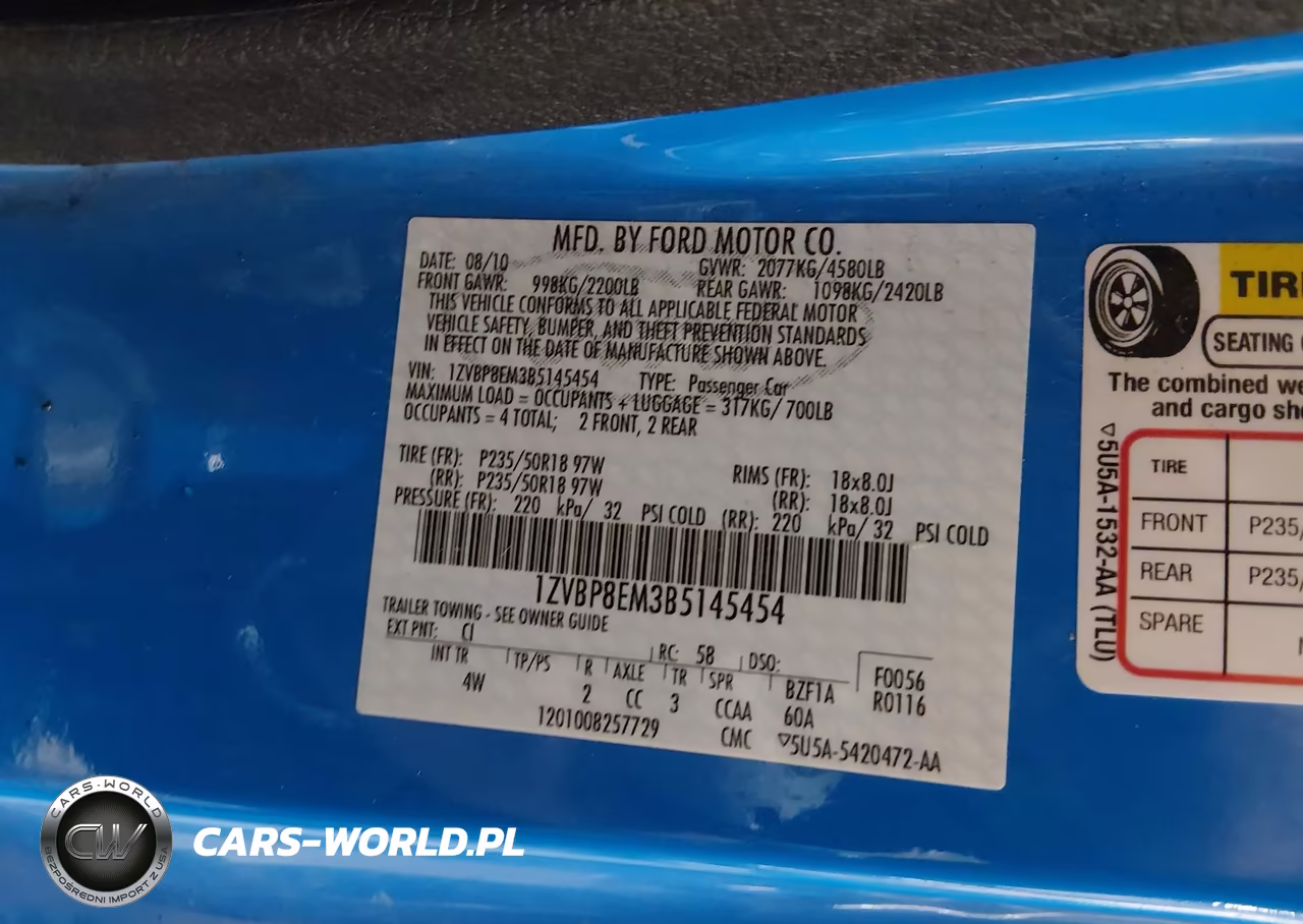 2011 Ford Mustang V6 Premium VIN:1ZVBP8EM3B5145454 - 9