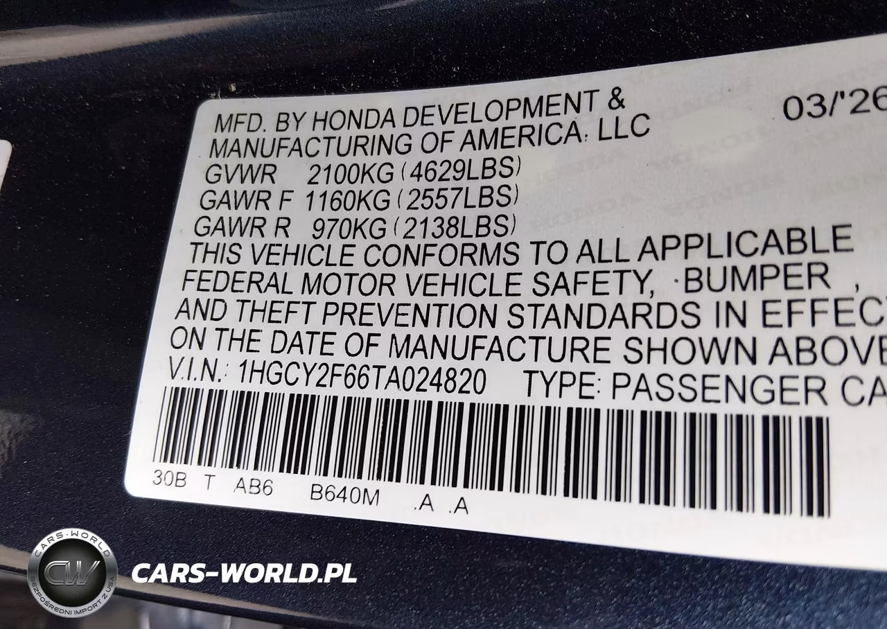 2026 Honda Accord Hybrid Ex-L VIN:1HGCY2F66TA024820 - 9