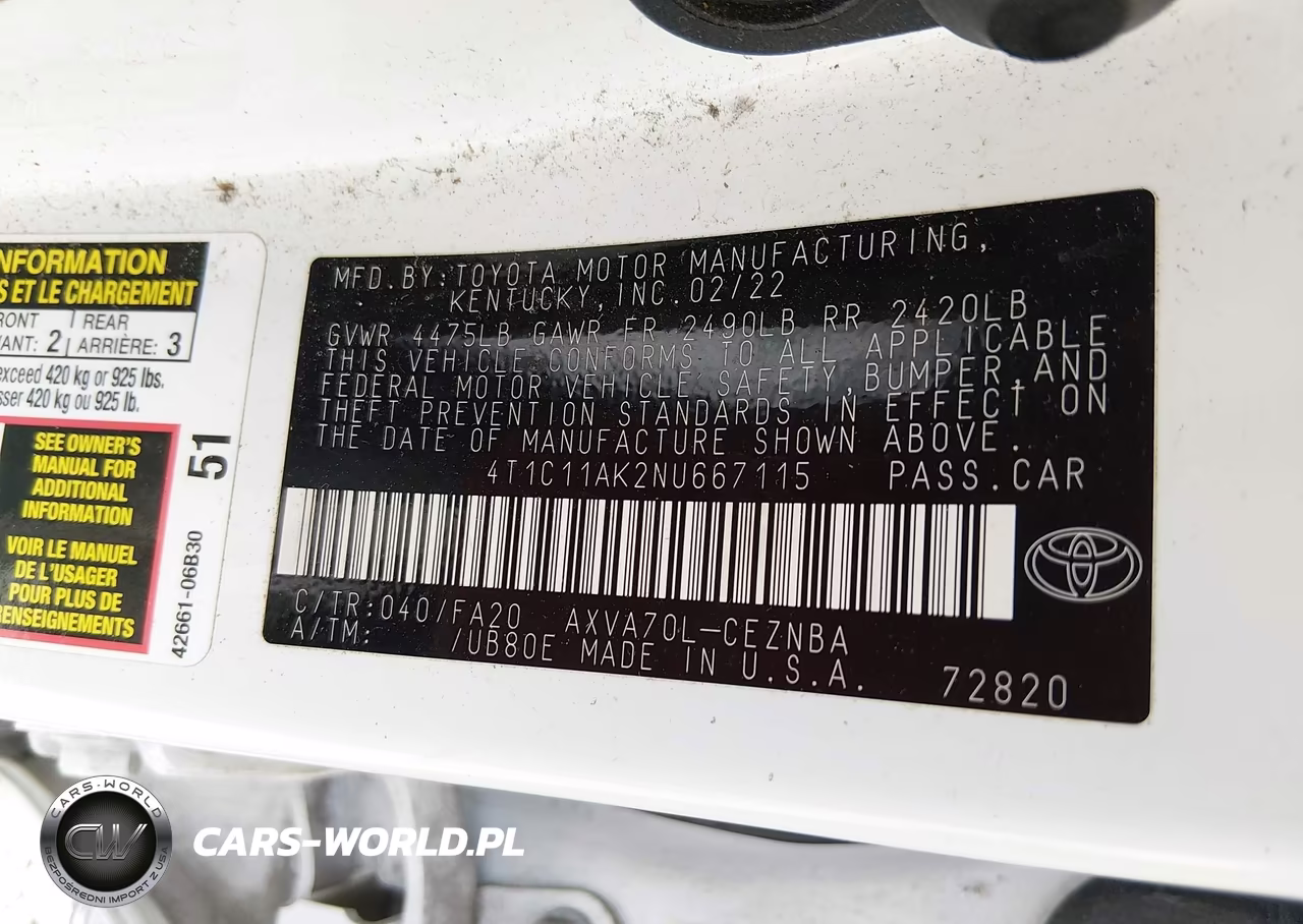 2022 Toyota Camry Le VIN:4T1C11AK2NU667115 - 9