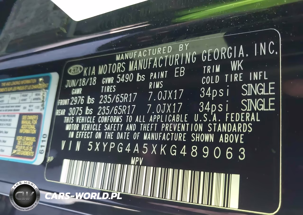2019 Kia Sorento 3.3L Lx VIN:5XYPG4A5XKG489063 - 9