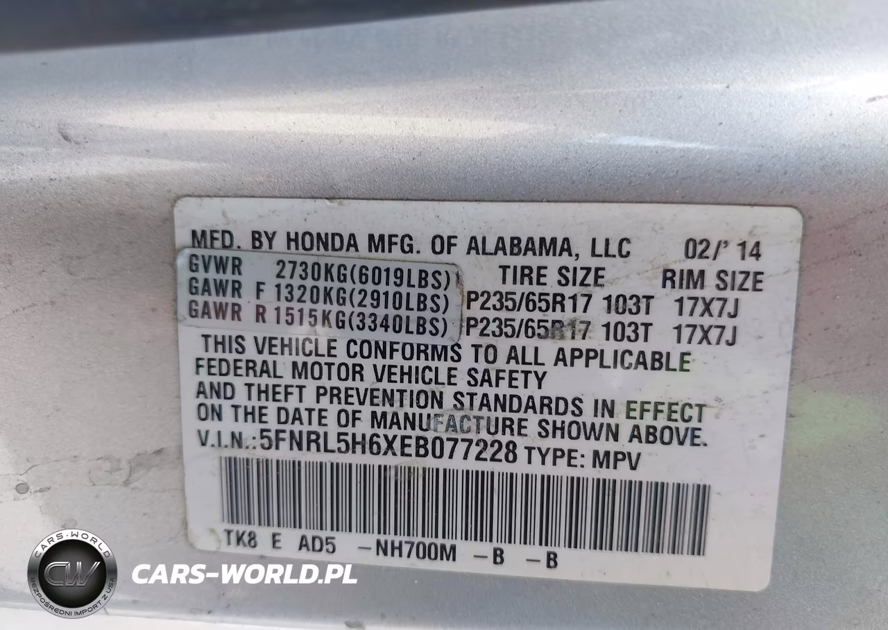 2014 Honda Odyssey Ex-L VIN:5FNRL5H6XEB077228 - 9