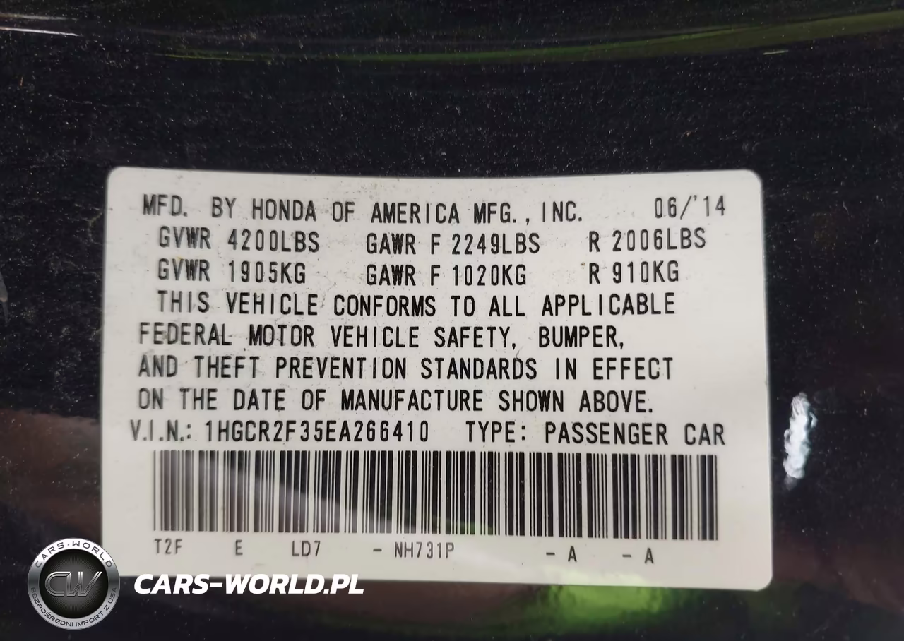 2014 Honda Accord Lx VIN:1HGCR2F35EA266410 - 9