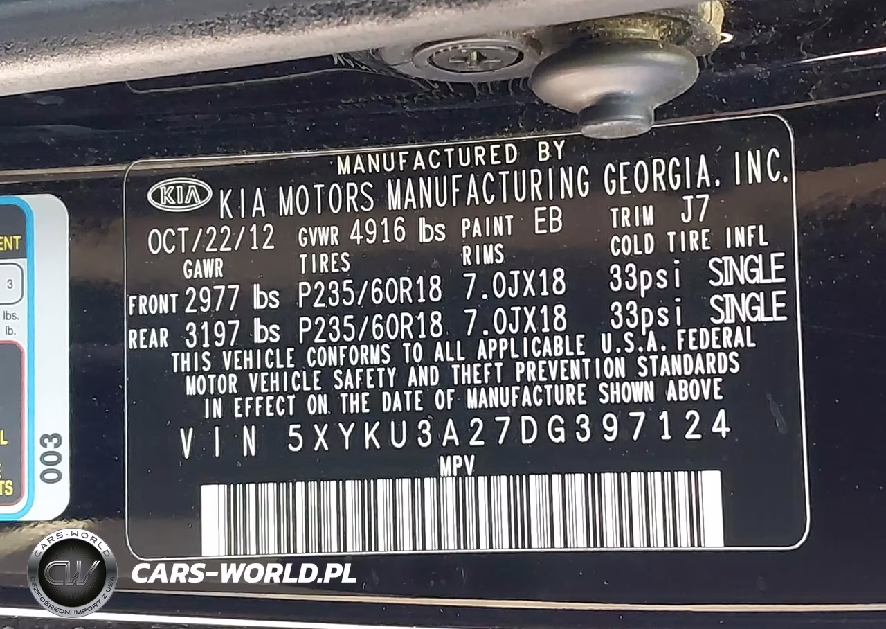2013 Kia Sorento Ex V6 VIN:5XYKU3A27DG397124 - 9