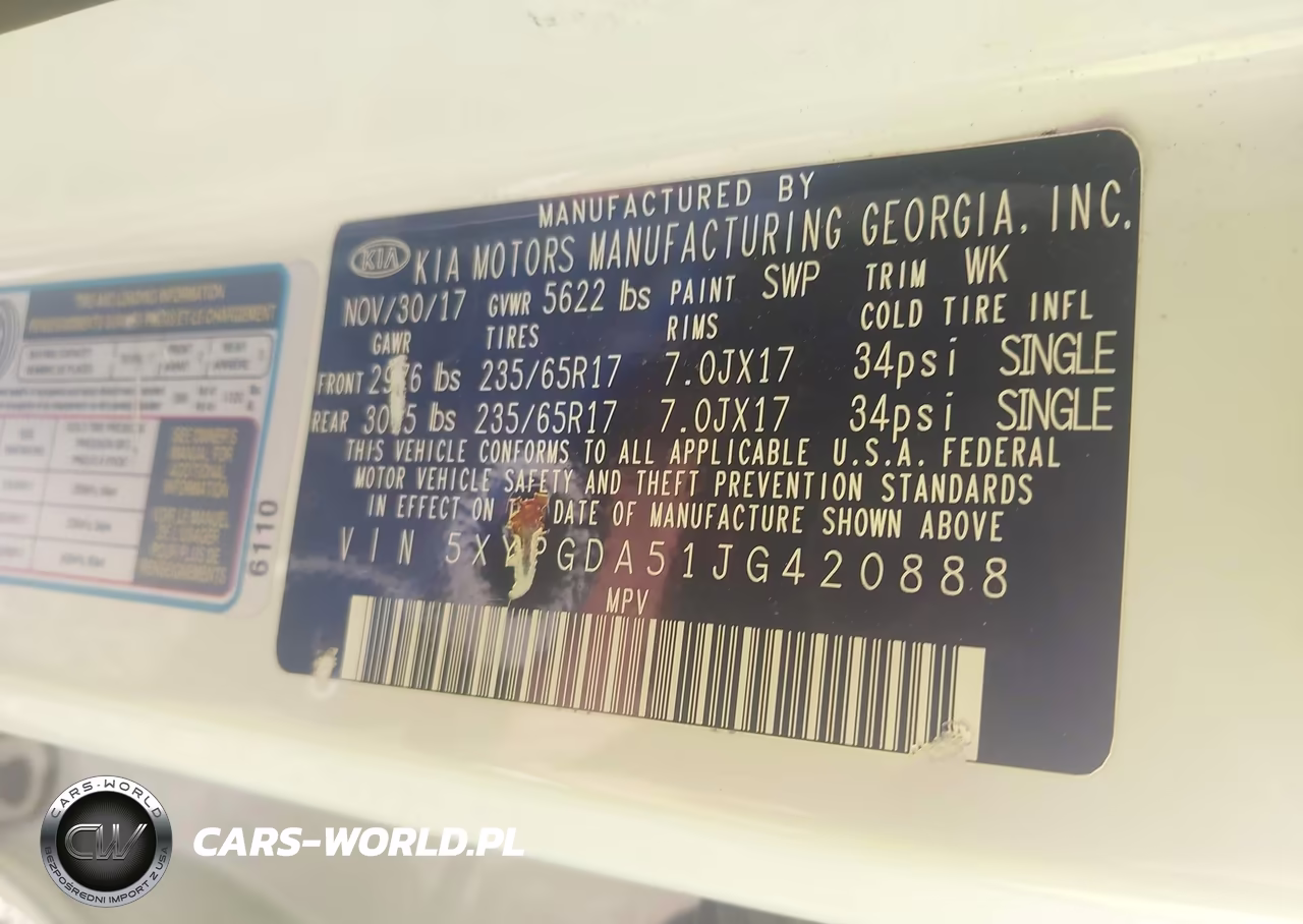 2018 Kia Sorento 3.3L Lx VIN:5XYPGDA51JG420888 - 9