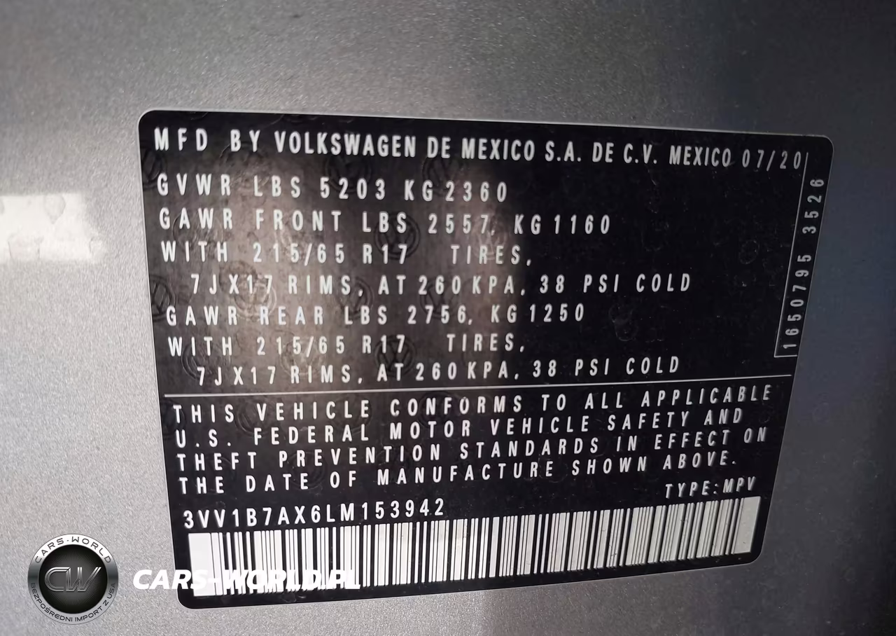 2020 Volkswagen Tiguan 2.0T S VIN:3VV1B7AX6LM153942 - 9