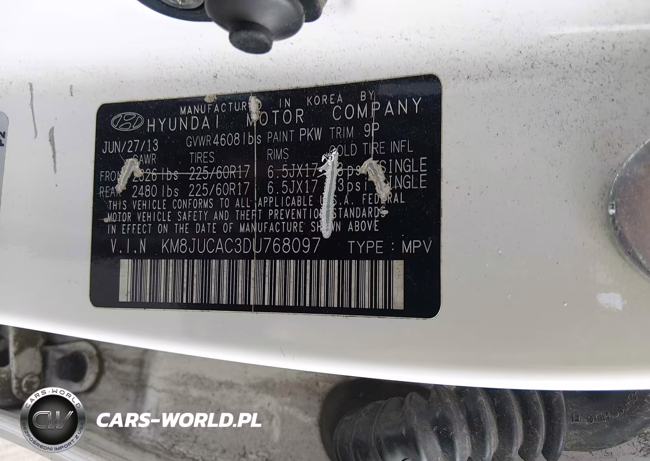 2013 Hyundai Tucson Gls VIN:KM8JUCAC3DU768097 - 9