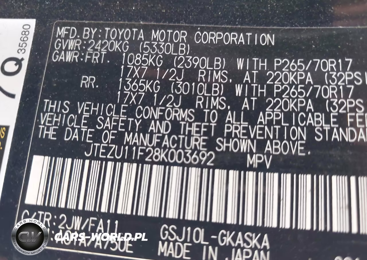 2008 Toyota Fj Cruiser VIN:JTEZU11F28K003692 - 9