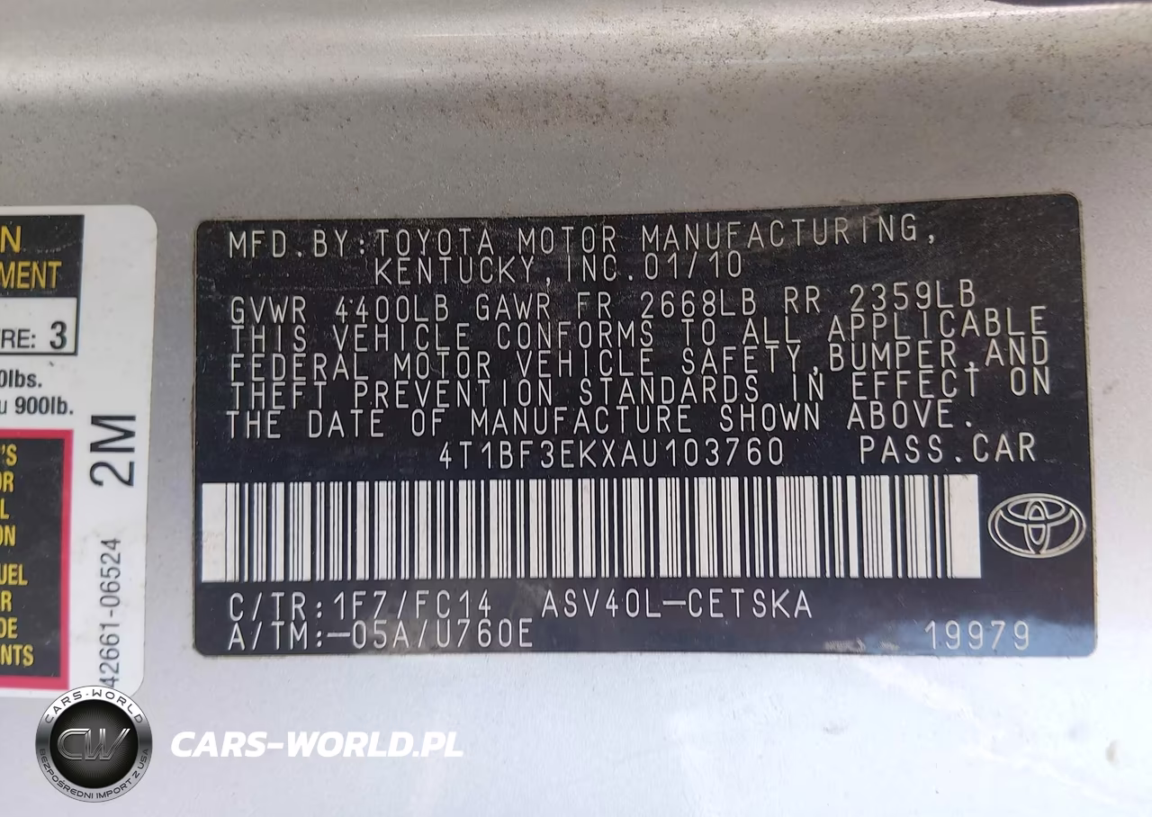 2010 Toyota Camry Se VIN:4T1BF3EKXAU103760 - 9