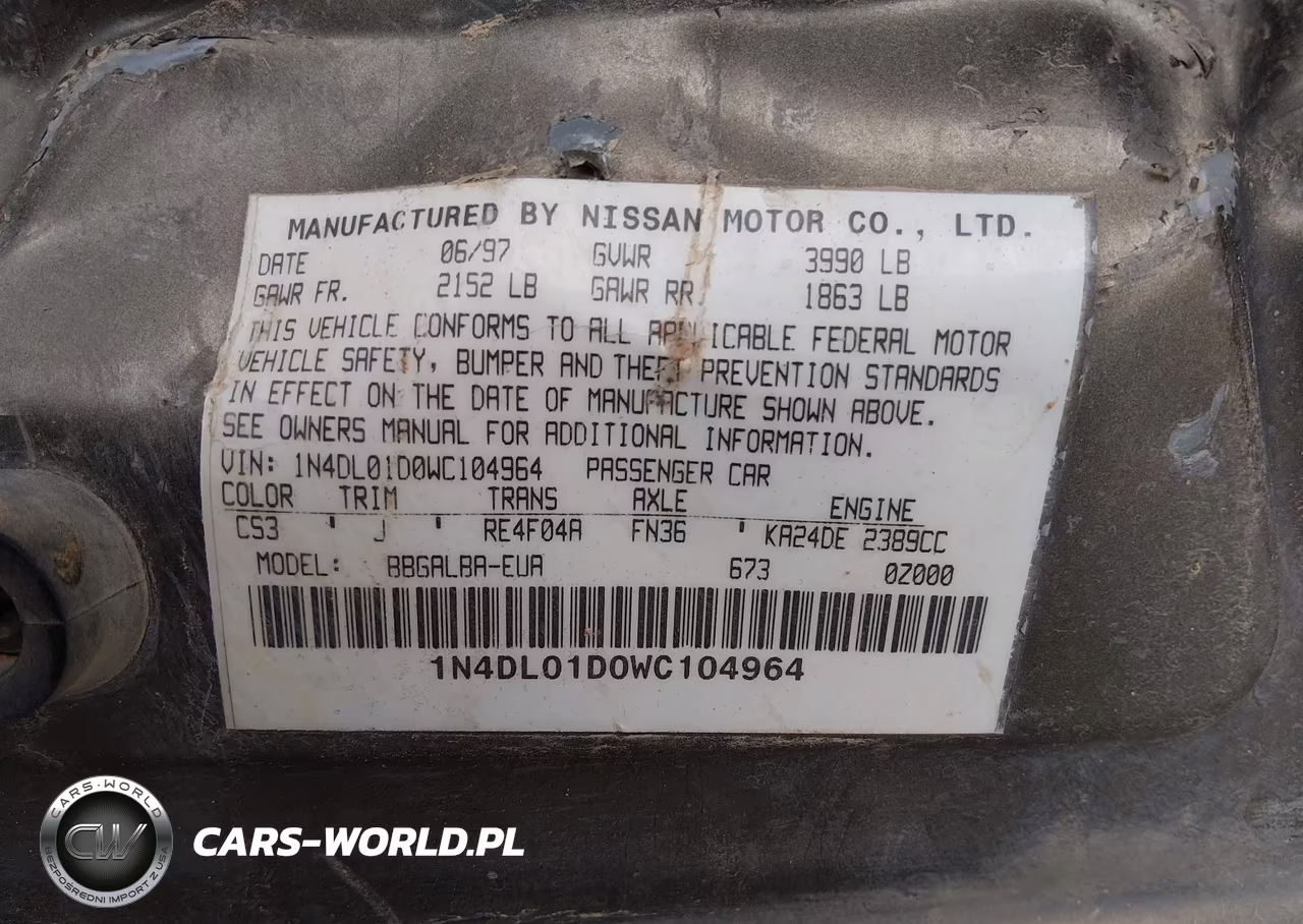 1998 Nissan Altima Gle-Gxe-Se-Xe VIN:1N4DL01D0WC104964 - 9