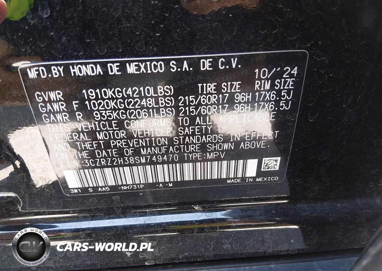 2025 Honda Hr-V Awd Lx VIN:3CZRZ2H38SM749470 - 9