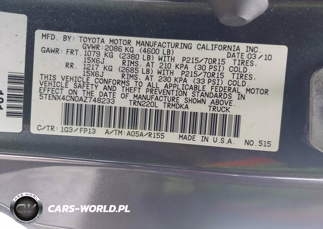 2010 Toyota Tacoma VIN:5TENX4CN0AZ748233 - 9