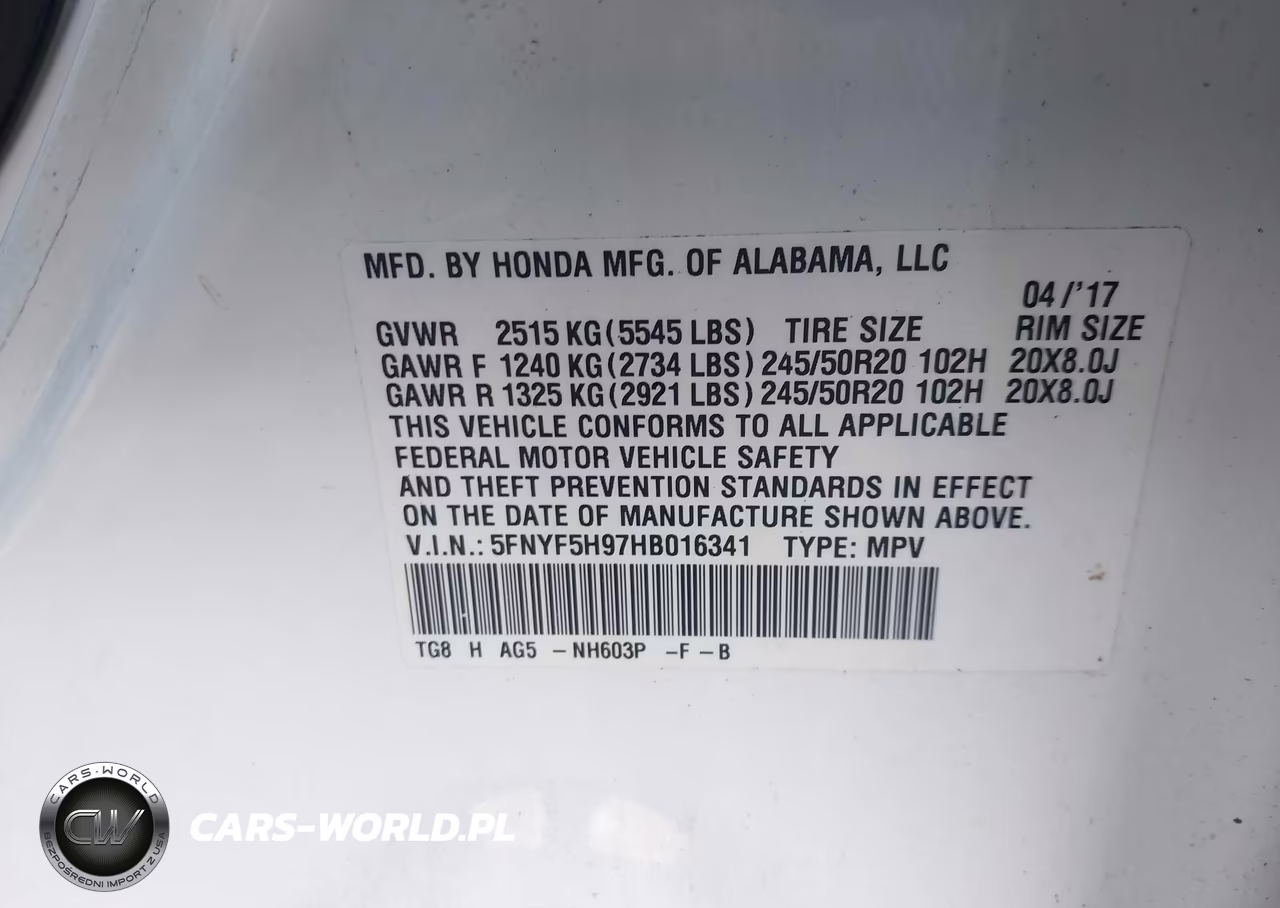 2017 Honda Pilot Touring VIN:5FNYF5H97HB016341 - 9