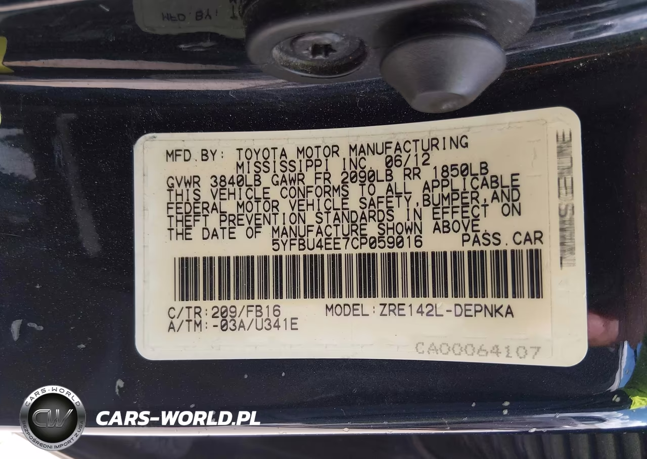 2012 Toyota Corolla Le VIN:5YFBU4EE7CP059016 - 9