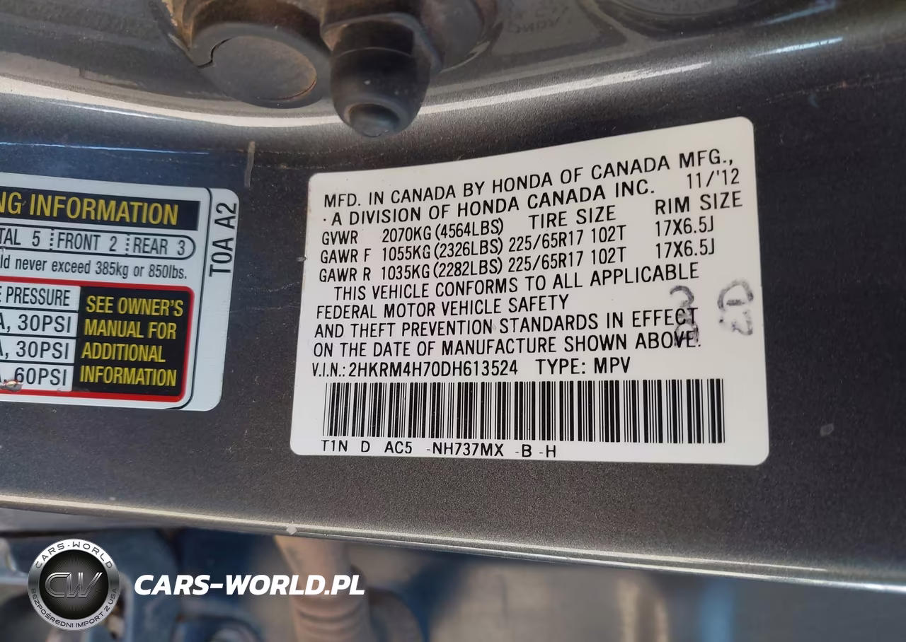 2013 Honda Cr-V Ex-L VIN:2HKRM4H70DH613524 - 9