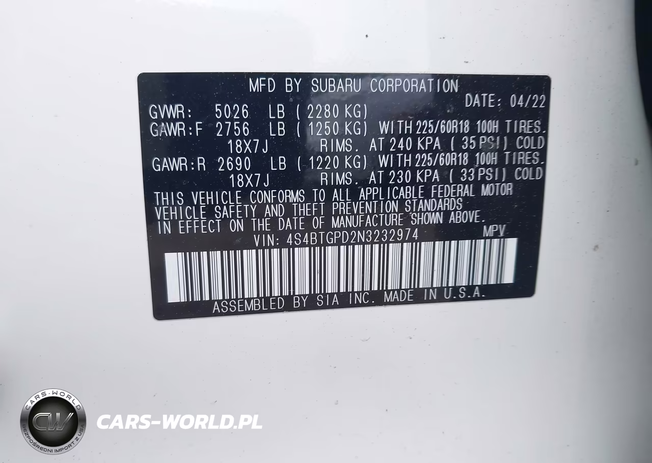 2022 Subaru Outback Touring Xt VIN:4S4BTGPD2N3232974 - 9