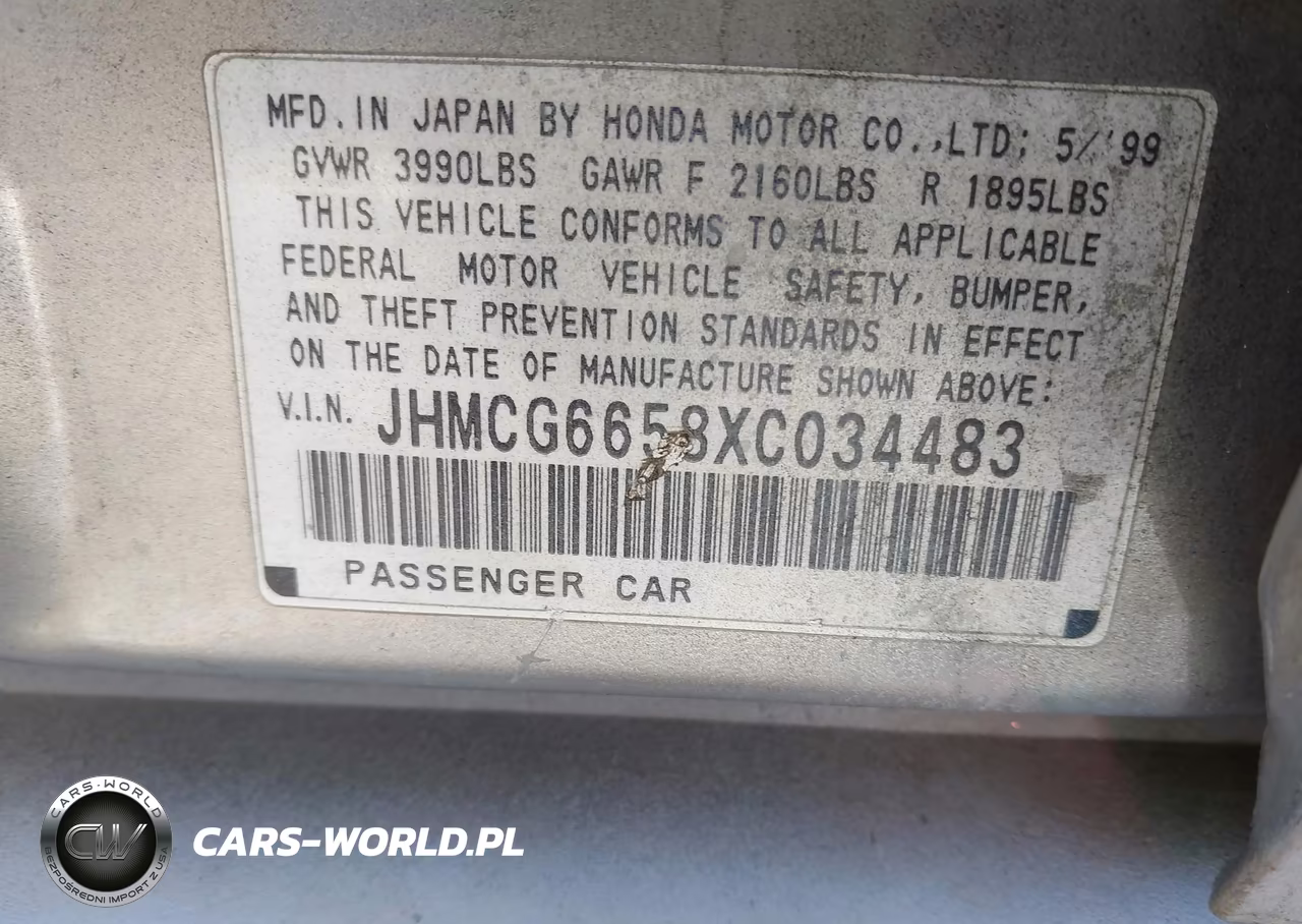 1999 Honda Accord Lx VIN:JHMCG6658XC034483 - 9