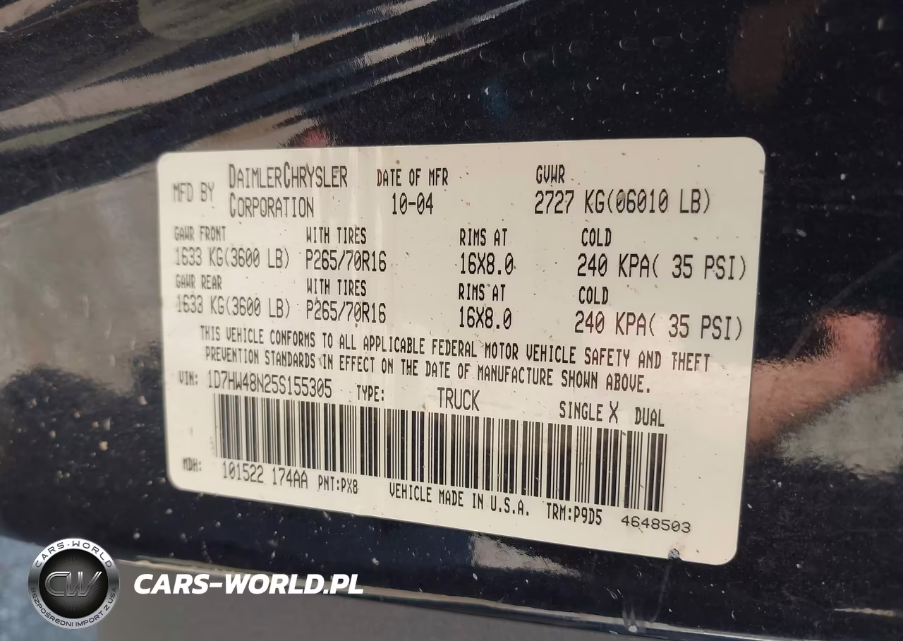 2005 Dodge Dakota Slt VIN:1D7HW48N25S155305 - 9