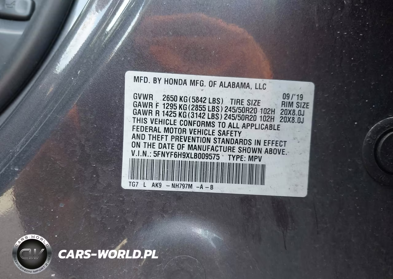 2020 Honda Pilot Awd Touring 8 Passenger VIN:5FNYF6H9XLB009575 - 9