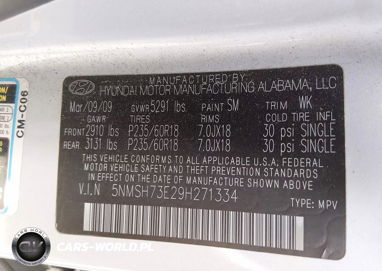 2009 Hyundai Santa Fe Limited VIN:5NMSH73E29H271334 - 9