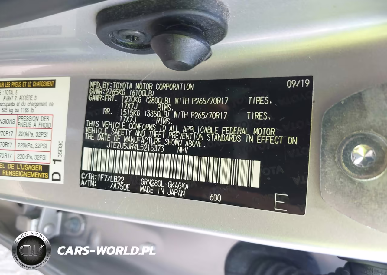 2020 Toyota 4Runner Sr5 Premium VIN:JTEZU5JR4L5215373 - 9