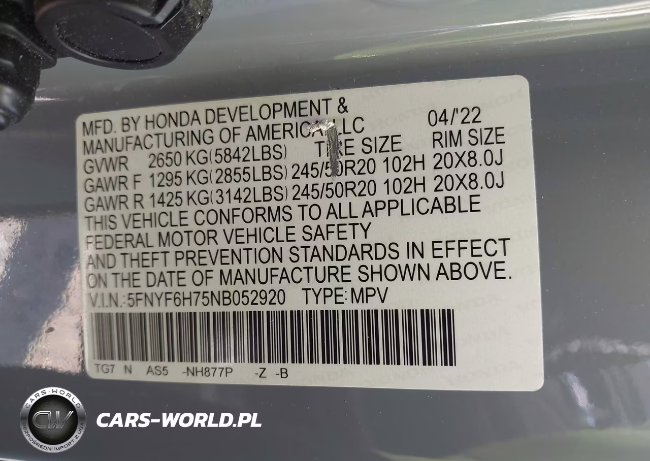2022 Honda Pilot Awd Black Edition VIN:5FNYF6H75NB052920 - 9