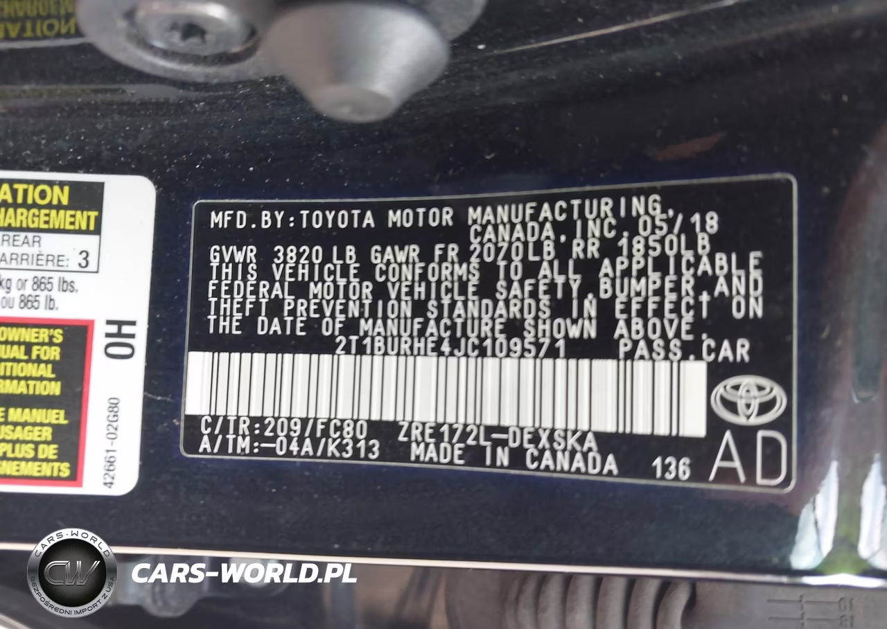 2018 Toyota Corolla Se VIN:2T1BURHE4JC109571 - 9