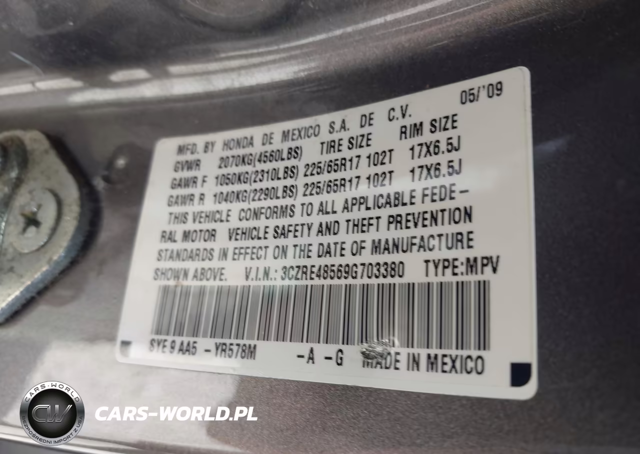 2009 Honda Cr-V Ex VIN:3CZRE48569G703380 - 9