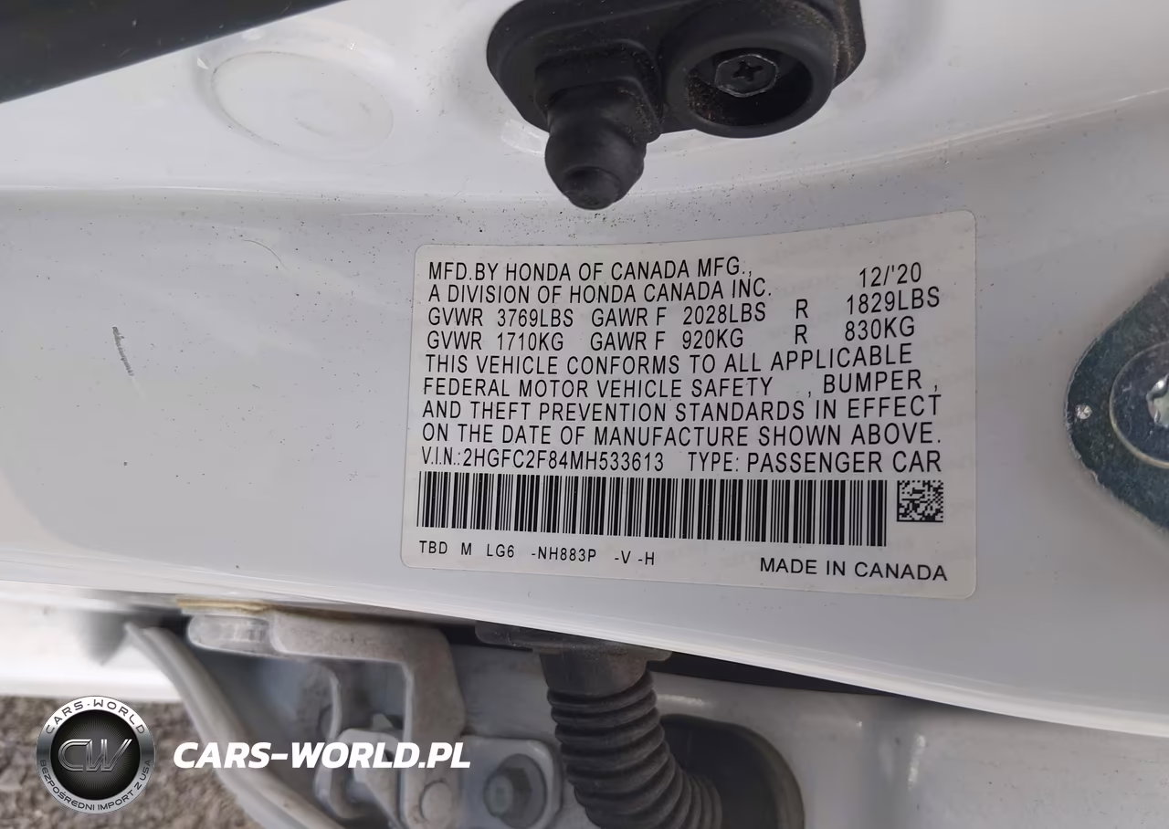 2021 Honda Civic Sport VIN:2HGFC2F84MH533613 - 9