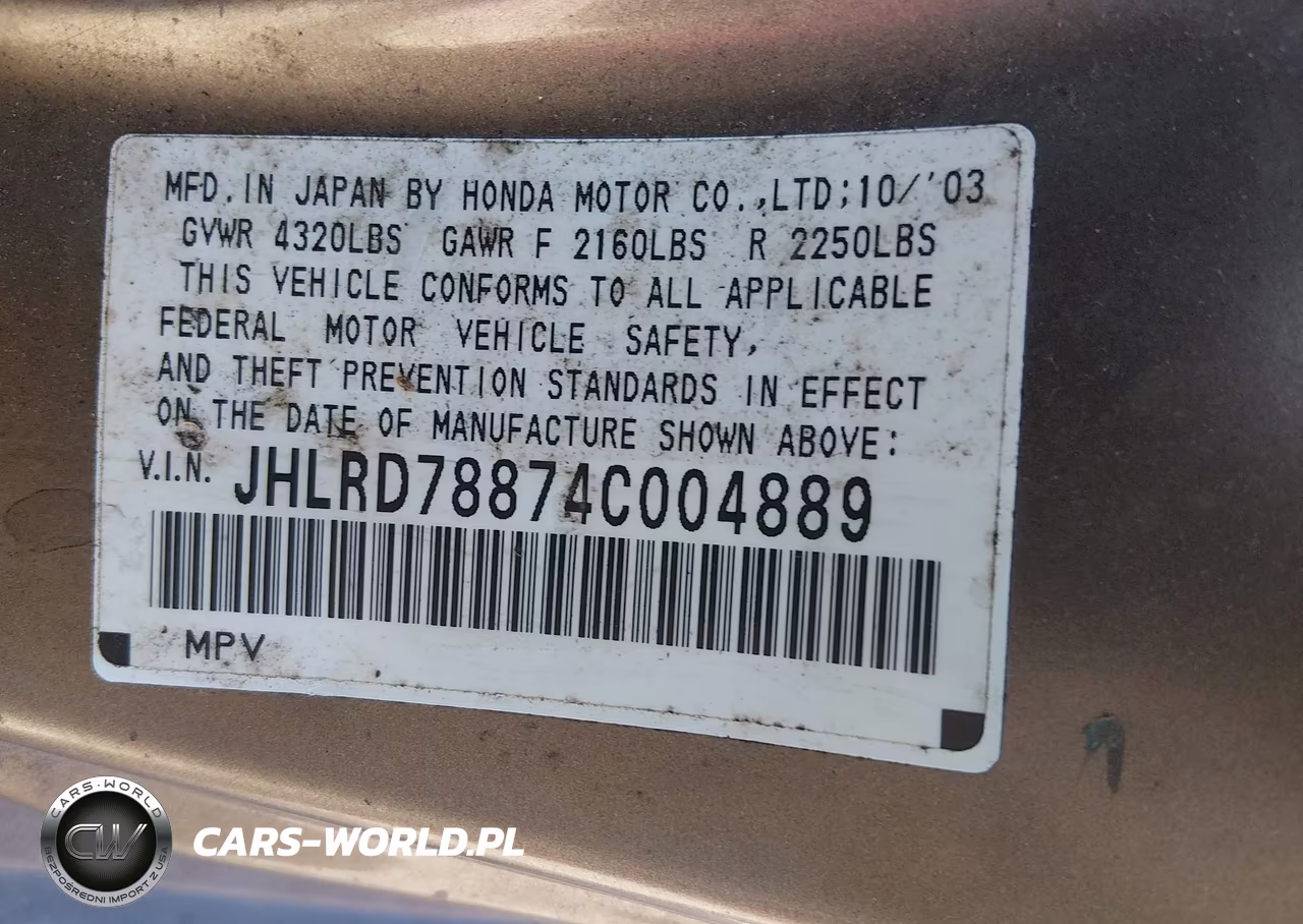 2004 Honda Cr-V Ex VIN:JHLRD78874C004889 - 9
