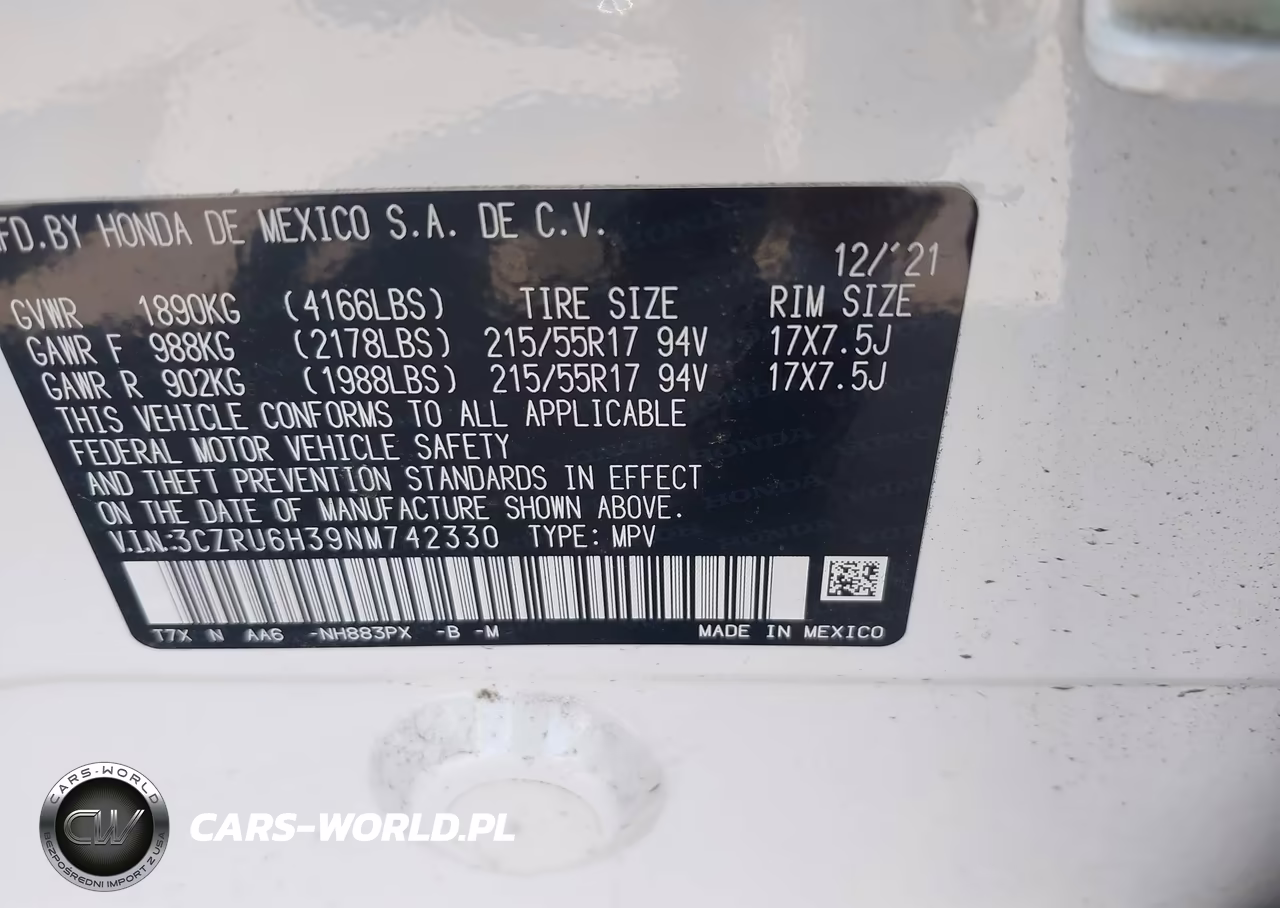 2022 Honda Hr-V Awd Lx VIN:3CZRU6H39NM742330 - 9