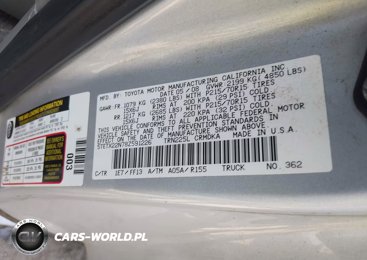 2008 Toyota Tacoma VIN:5TETX22N78Z591226 - 9