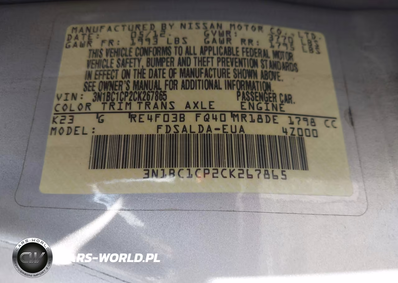 2012 Nissan Versa 1.8 S VIN:3N1BC1CP2CK267865 - 9