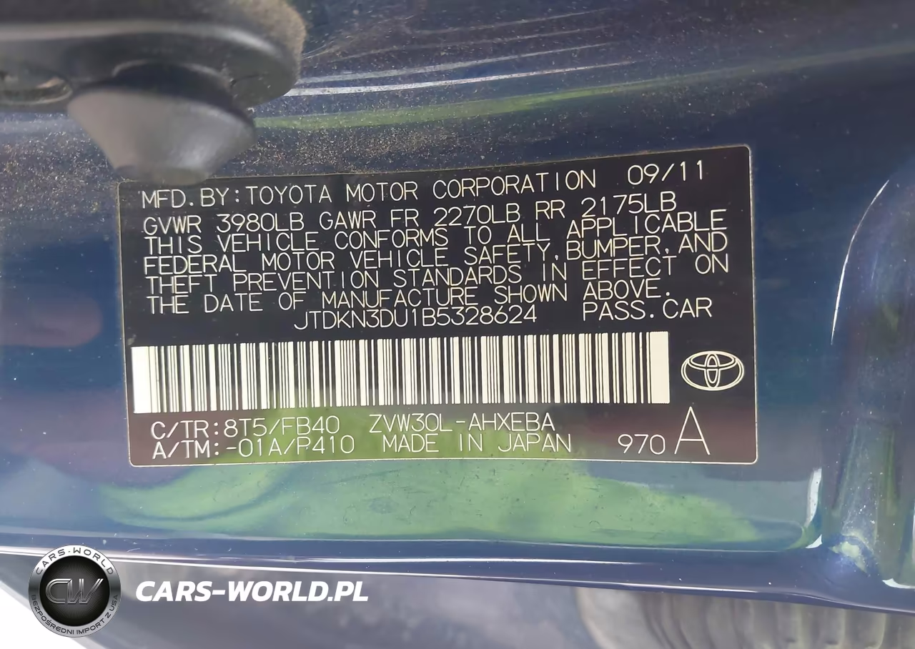 2011 Toyota Prius Two VIN:JTDKN3DU1B5328624 - 9