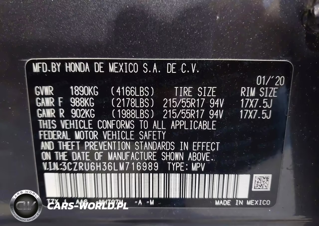 2020 Honda Hr-V Awd Lx VIN:3CZRU6H36LM716989 - 9
