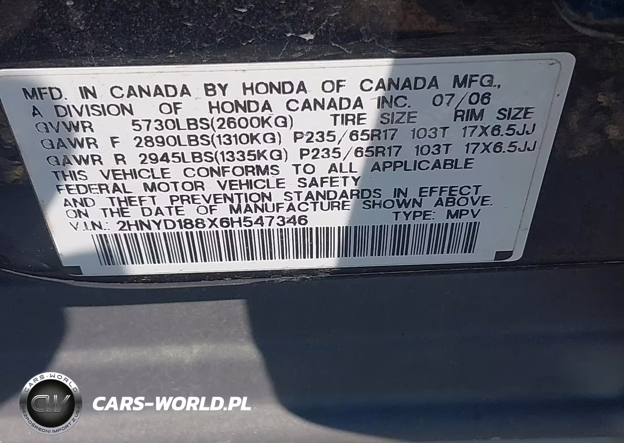 2006 Acura Mdx VIN:2HNYD188X6H547346 - 9