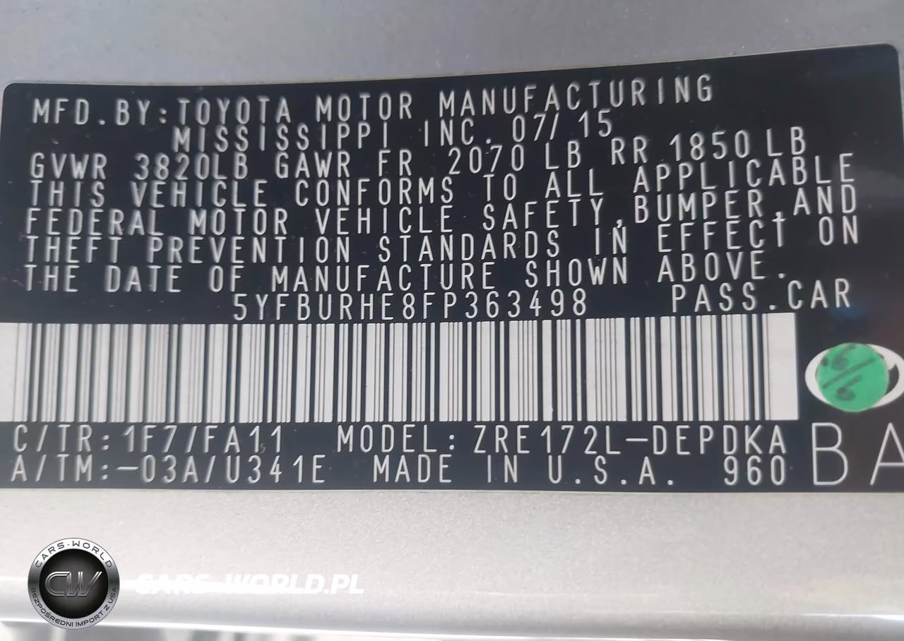 2015 Toyota Corolla L VIN:5YFBURHE8FP363498 - 9