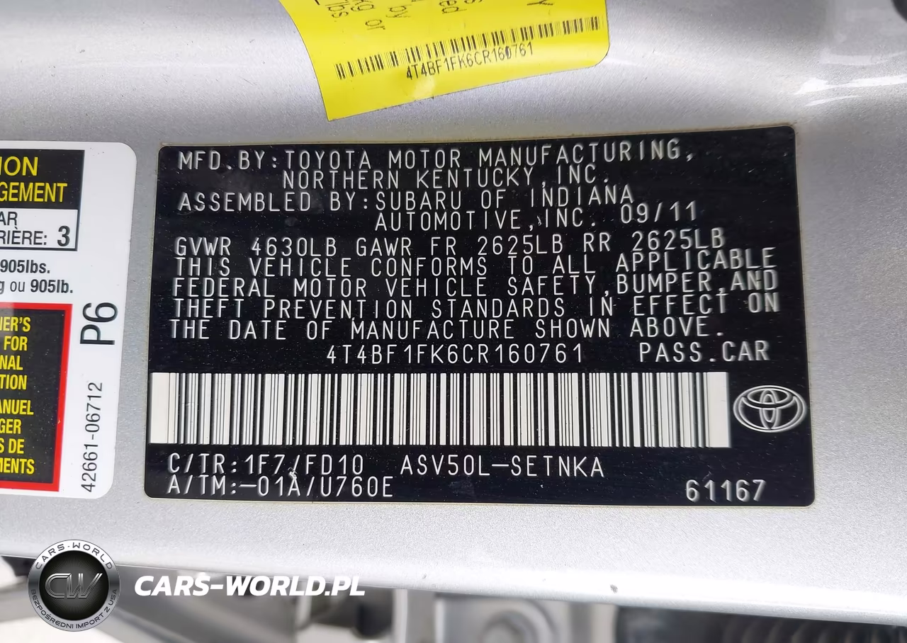 2012 Toyota Camry Le VIN:4T4BF1FK6CR160761 - 9
