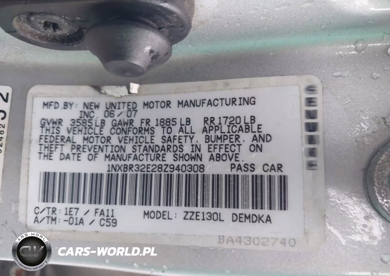 2008 Toyota Corolla Ce VIN:1NXBR32E28Z940308 - 9