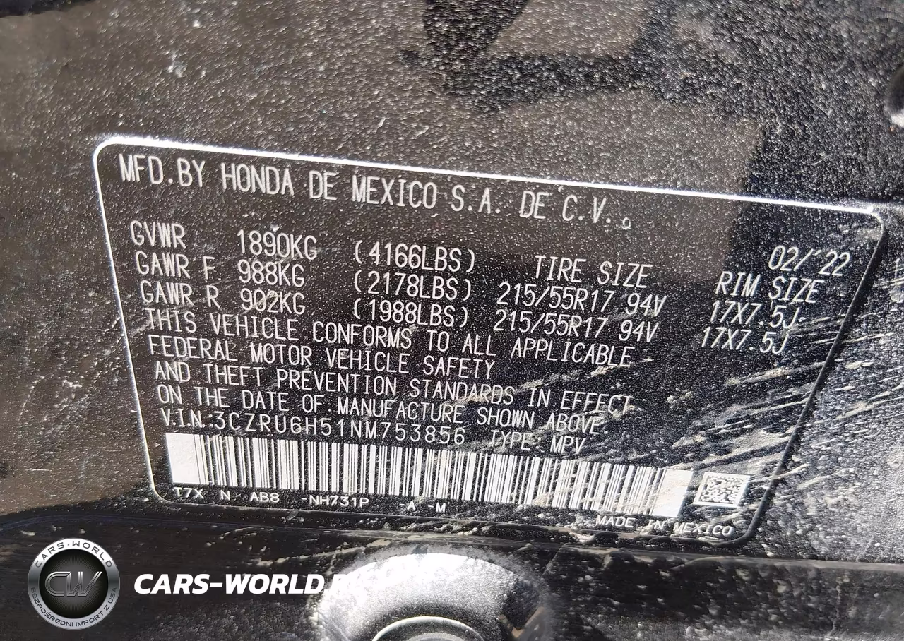 2022 Honda Hr-V Awd Ex VIN:3CZRU6H51NM753856 - 9