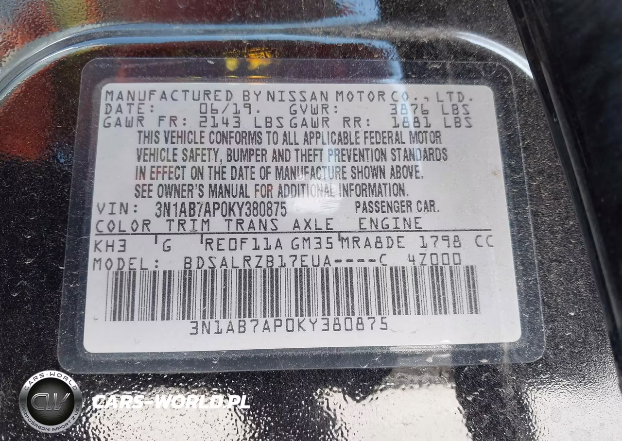 2019 Nissan Sentra Sr VIN:3N1AB7AP0KY380875 - 9