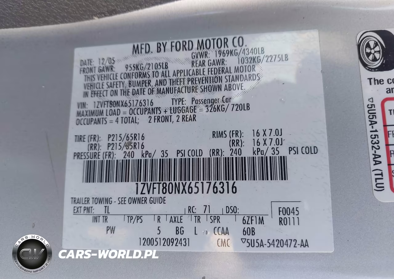 2006 Ford Mustang V6 VIN:1ZVFT80NX65176316 - 9
