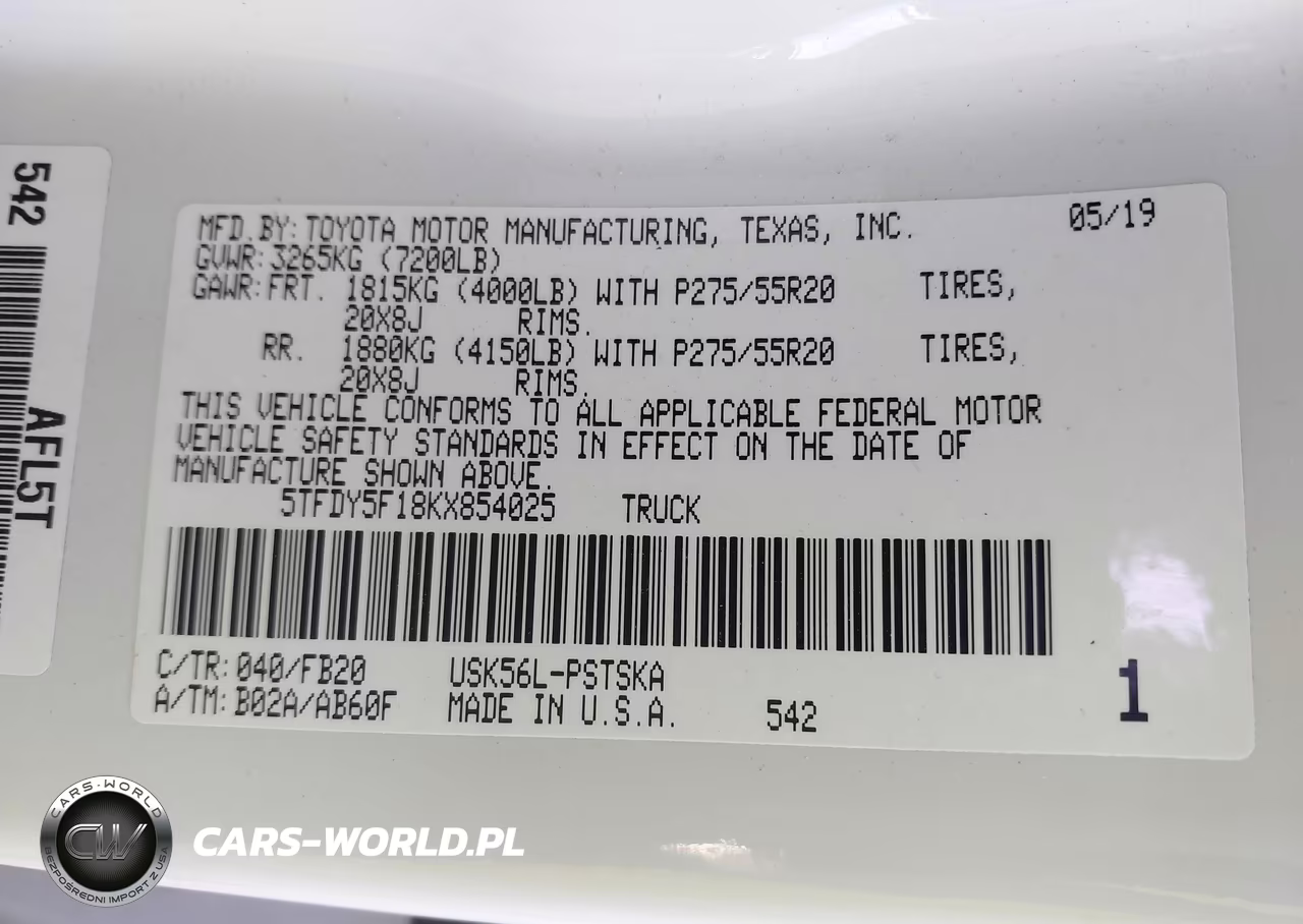 2019 Toyota Tundra Sr5 5.7L V8 VIN:5TFDY5F18KX854025 - 9
