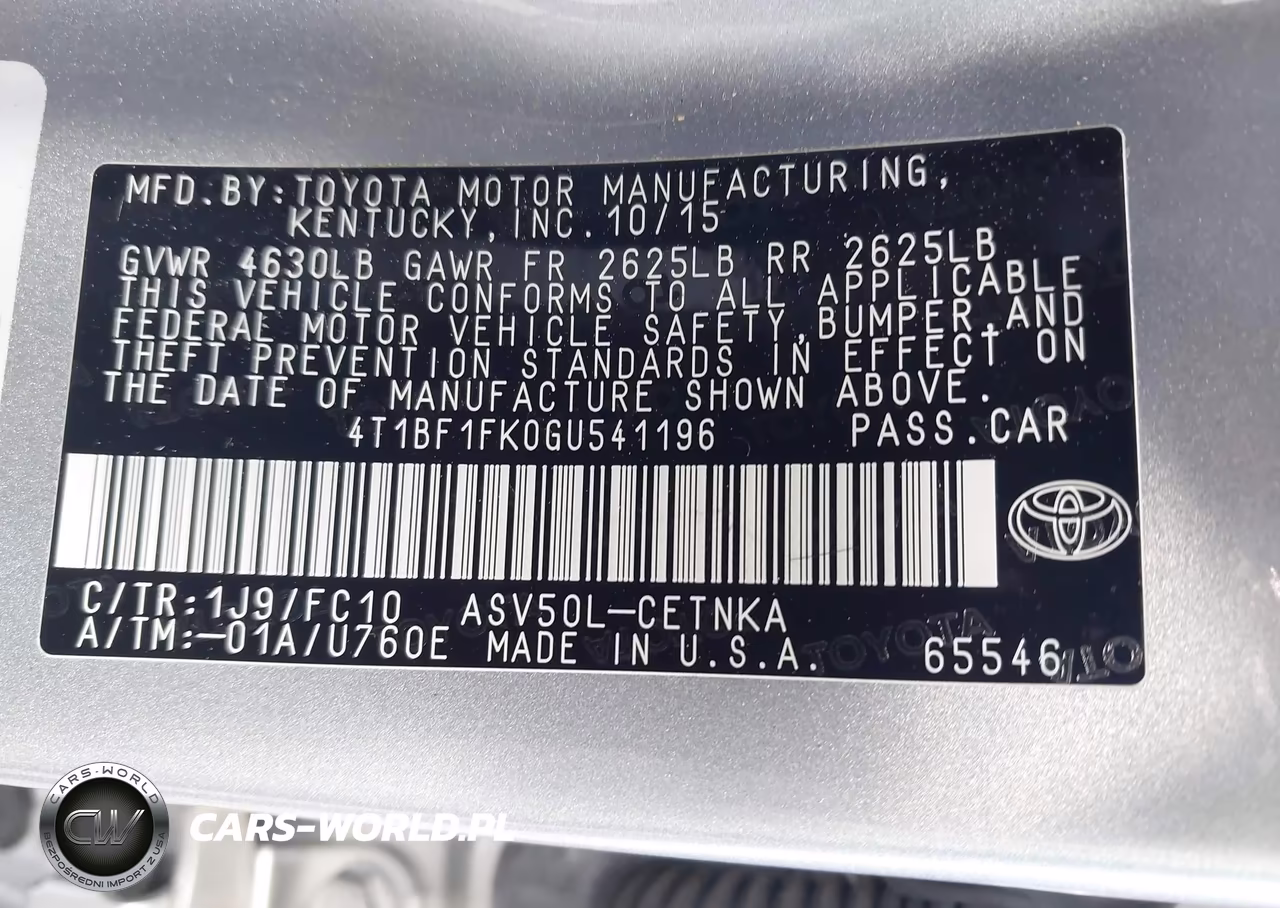 2016 Toyota Camry Le VIN:4T1BF1FK0GU541196 - 9