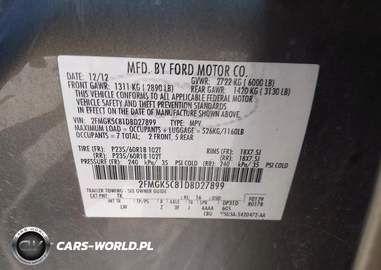 2013 Ford Flex Sel VIN:2FMGK5C81DBD27899 - 9