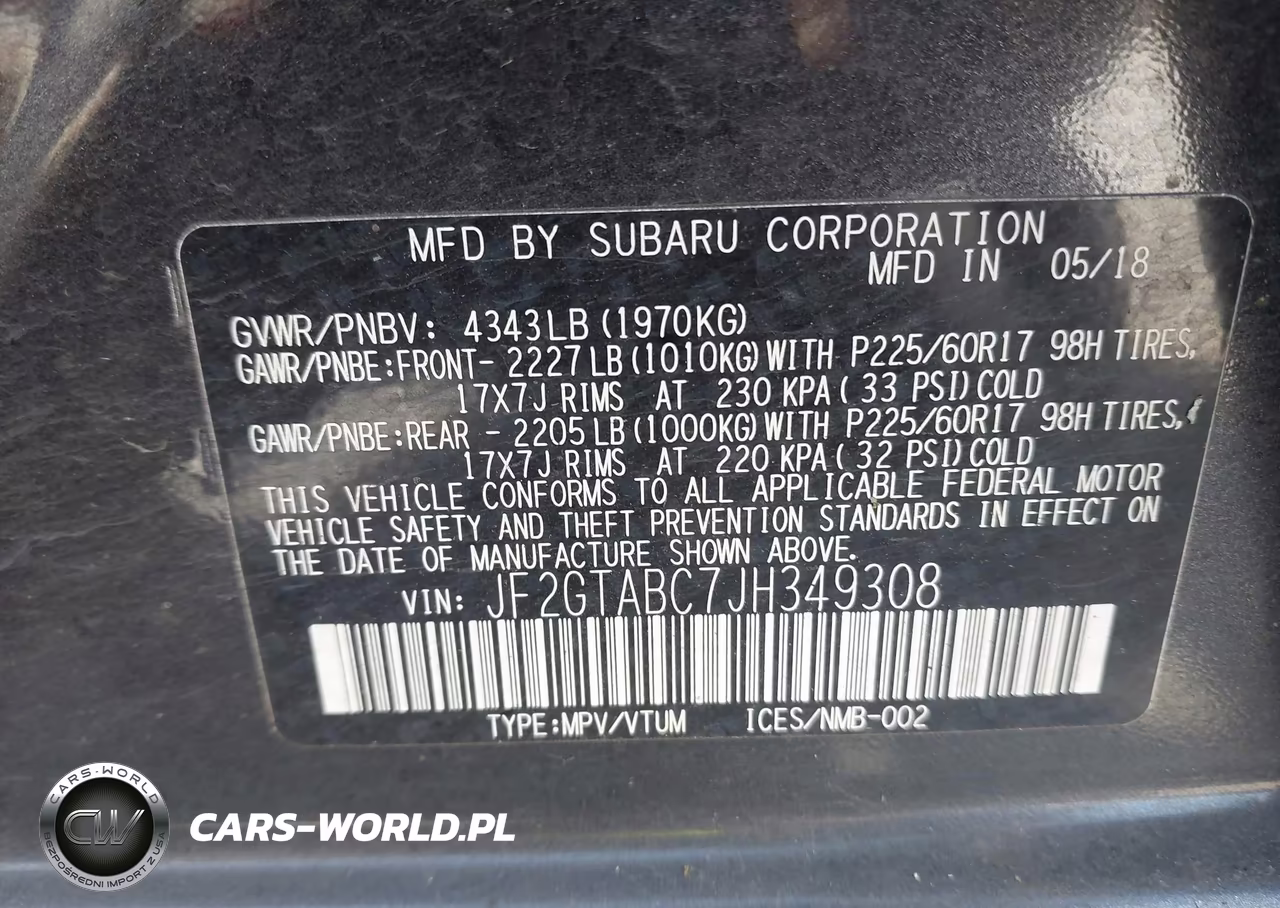 2018 Subaru Crosstrek 2.0I Premium VIN:JF2GTABC7JH349308 - 9