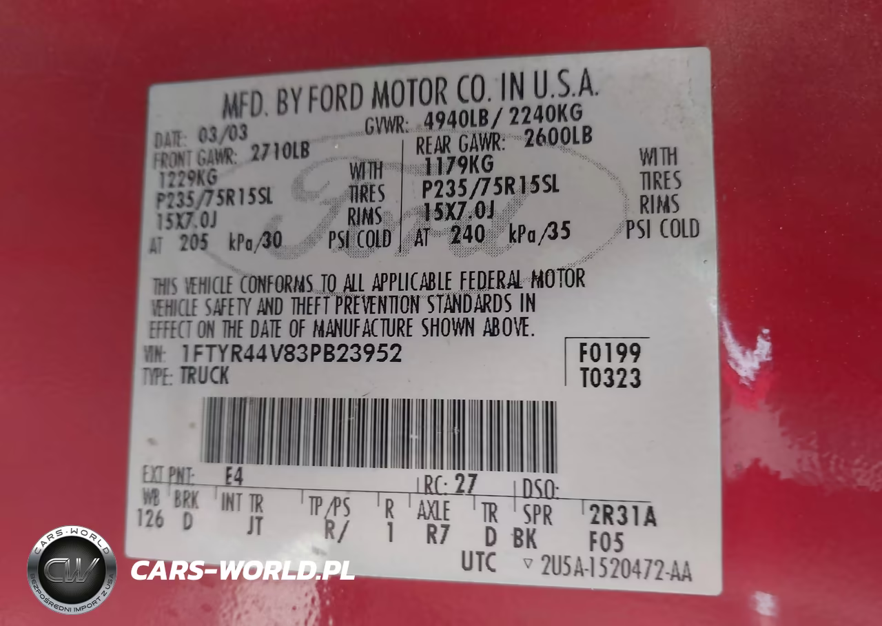 2003 Ford Ranger Edge-Tremor-Xlt VIN:1FTYR44V83PB23952 - 9