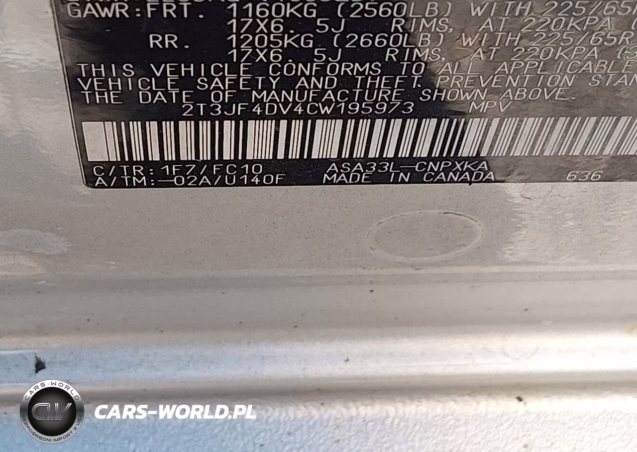 2012 Toyota Rav4 VIN:2T3JF4DV4CW195973 - 9