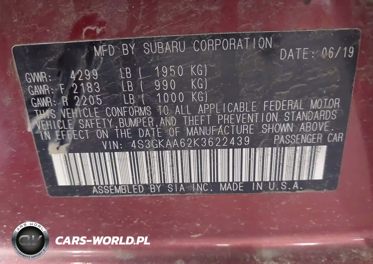 2019 Subaru Impreza 2.0I VIN:4S3GKAA62K3622439 - 9