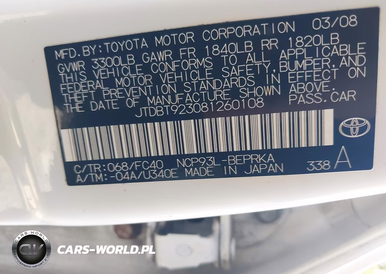 2008 Toyota Yaris VIN:JTDBT923081260108 - 9